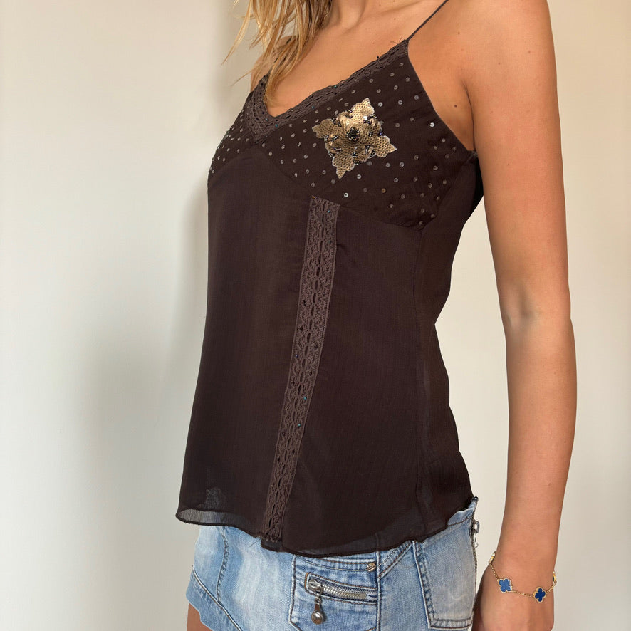 Vintage Brown Lace Cami Top